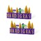 Set of 2 14"L Mardi Gras Wooden House/Brush Trees Table Decor